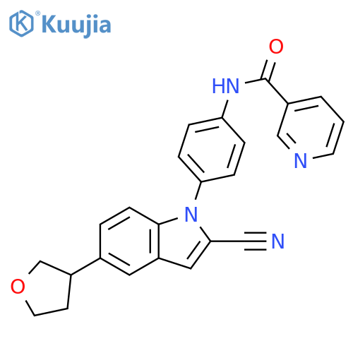 3-Pyridinecarboxamide,N-[4-[2-cyano-5-(tetrahydro-3-furanyl)-1H-indol-1-yl]phenyl]- structure