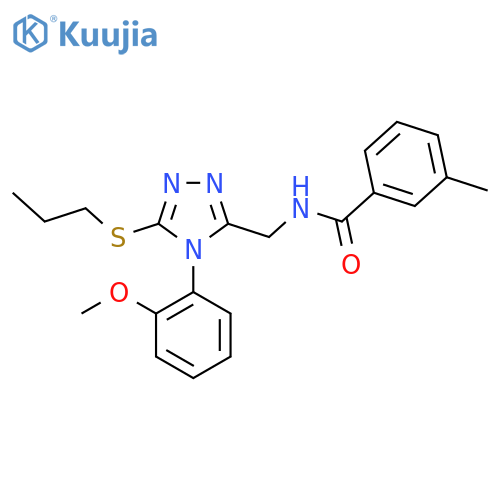 N-{4-(2-methoxyphenyl)-5-(propylsulfanyl)-4H-1,2,4-triazol-3-ylmethyl}-3-methylbenzamide structure