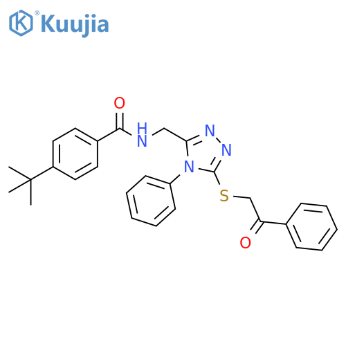 4-tert-butyl-N-({5-[(2-oxo-2-phenylethyl)sulfanyl]-4-phenyl-4H-1,2,4-triazol-3-yl}methyl)benzamide structure
