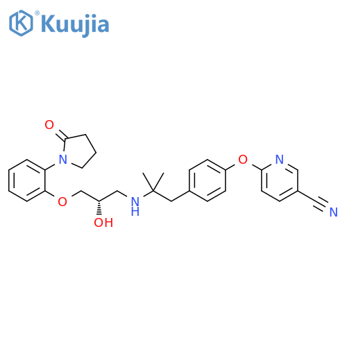 3-Pyridinecarbonitrile,6-[4-[2-[[(2S)-2-hydroxy-3-[2-(2-oxo-1-pyrrolidinyl)phenoxy]propyl]amino]-2-methylpropyl]phenoxy]- structure