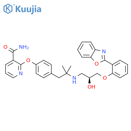 3-Pyridinecarboxamide,2-[4-[2-[[(2S)-3-[2-(2-benzoxazolyl)phenoxy]-2-hydroxypropyl]amino]-2-methylpropyl]phenoxy]- structure