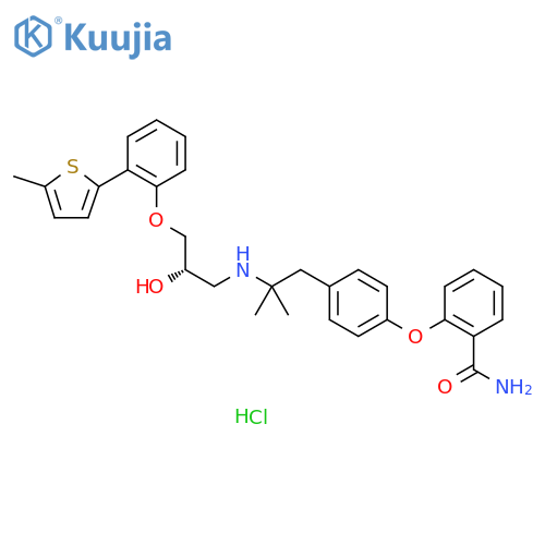 Benzamide,2-[4-[2-[[(2S)-2-hydroxy-3-[2-(5-methyl-2-thienyl)phenoxy]propyl]amino]-2-methylpropyl]phenoxy]-, monohydrochloride structure