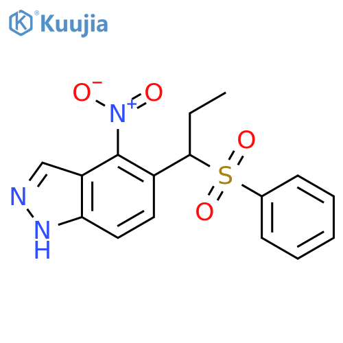 1H-Indazole, 4-nitro-5-[1-(phenylsulfonyl)propyl]- structure