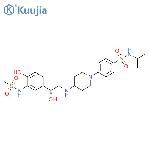 Benzenesulfonamide,4-[4-[[(2R)-2-hydroxy-2-[4-hydroxy-3-[(methylsulfonyl)amino]phenyl]ethyl]amino]-1-piperidinyl]-N-(1-methylethyl)- structure