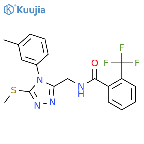 N-{4-(3-methylphenyl)-5-(methylsulfanyl)-4H-1,2,4-triazol-3-ylmethyl}-2-(trifluoromethyl)benzamide structure