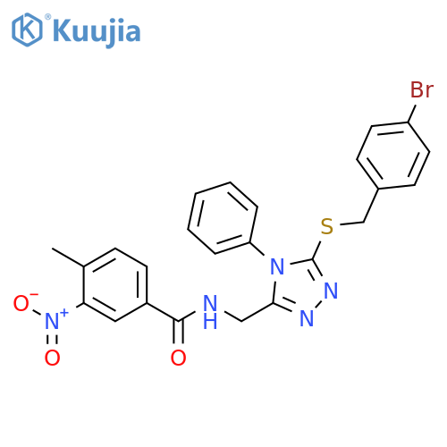 N-(5-{(4-bromophenyl)methylsulfanyl}-4-phenyl-4H-1,2,4-triazol-3-yl)methyl-4-methyl-3-nitrobenzamide structure