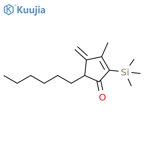 2-Cyclopenten-1-one, 5-hexyl-3-methyl-4-methylene-2-(trimethylsilyl)- structure