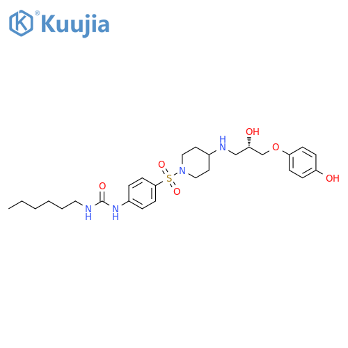 4-Piperidinamine,1-[[4-[[(hexylamino)carbonyl]amino]phenyl]sulfonyl]-N-[(2S)-2-hydroxy-3-(4-hydroxyphenoxy)propyl]- structure