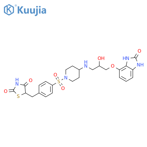 4-Piperidinamine,N-[3-[(2,3-dihydro-2-oxo-1H-benzimidazol-4-yl)oxy]-2-hydroxypropyl]-1-[[4-[(2,4-dioxo-5-thiazolidinyl)methyl]phenyl]sulfonyl]- structure