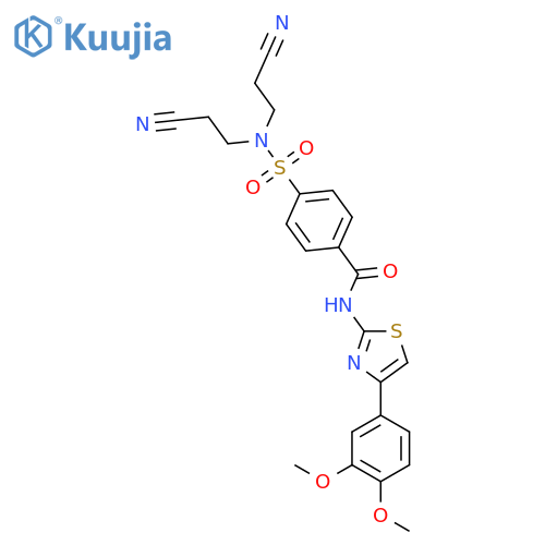 4-bis(2-cyanoethyl)sulfamoyl-N-4-(3,4-dimethoxyphenyl)-1,3-thiazol-2-ylbenzamide structure