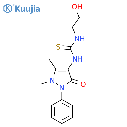 1-(1,5-dimethyl-3-oxo-2-phenyl-2,3-dihydro-1H-pyrazol-4-yl)-3-(2-hydroxyethyl)thiourea structure