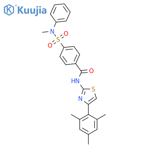 4-methyl(phenyl)sulfamoyl-N-4-(2,4,6-trimethylphenyl)-1,3-thiazol-2-ylbenzamide structure