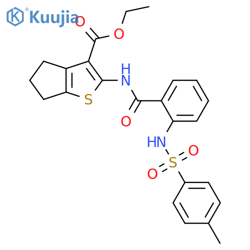 ethyl 2-[2-(4-methylbenzenesulfonamido)benzamido]-4H,5H,6H-cyclopenta[b]thiophene-3-carboxylate structure