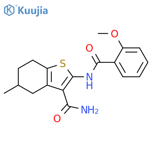 2-(2-methoxybenzamido)-5-methyl-4,5,6,7-tetrahydro-1-benzothiophene-3-carboxamide structure