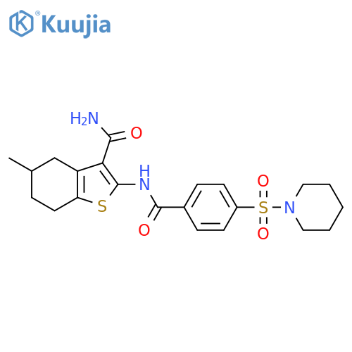 5-methyl-2-4-(piperidine-1-sulfonyl)benzamido-4,5,6,7-tetrahydro-1-benzothiophene-3-carboxamide structure