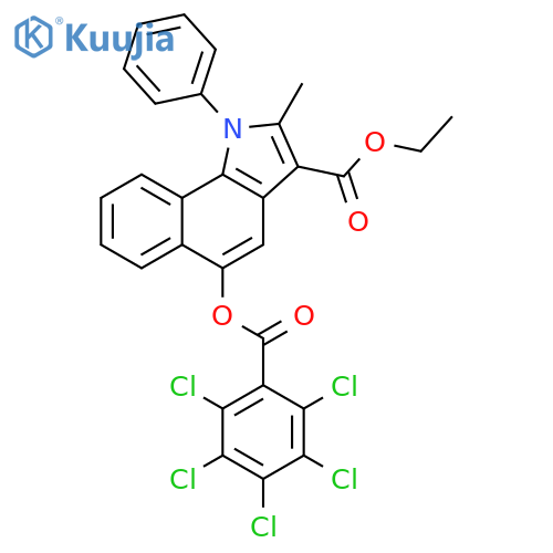 ethyl 2-methyl-5-(2,3,4,5,6-pentachlorobenzoyloxy)-1-phenyl-1H-benzogindole-3-carboxylate structure