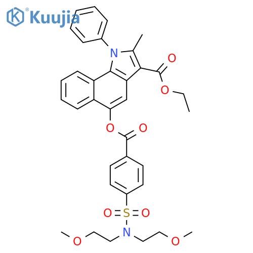 ethyl 5-{4-bis(2-methoxyethyl)sulfamoylbenzoyloxy}-2-methyl-1-phenyl-1H-benzogindole-3-carboxylate structure