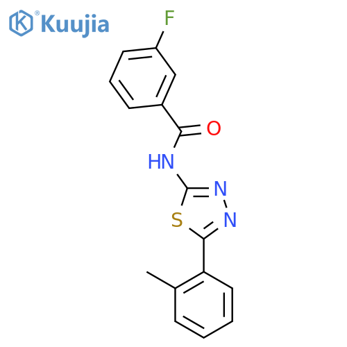 3-fluoro-N-5-(2-methylphenyl)-1,3,4-thiadiazol-2-ylbenzamide structure