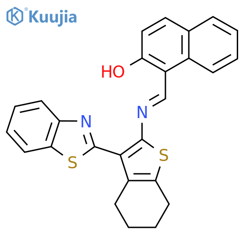 1-(1E)-{3-(1,3-benzothiazol-2-yl)-4,5,6,7-tetrahydro-1-benzothiophen-2-ylimino}methylnaphthalen-2-ol structure
