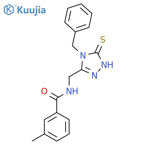 N-(4-benzyl-5-sulfanylidene-4,5-dihydro-1H-1,2,4-triazol-3-yl)methyl-3-methylbenzamide structure