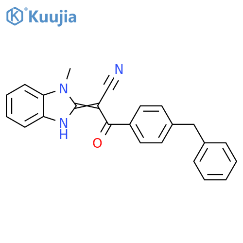 3-(4-benzylphenyl)-2-(2E)-1-methyl-2,3-dihydro-1H-1,3-benzodiazol-2-ylidene-3-oxopropanenitrile structure