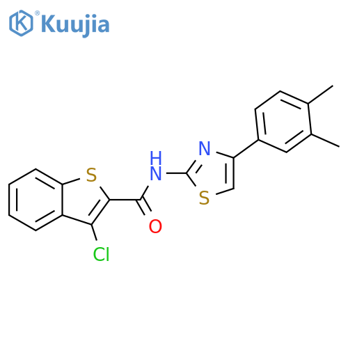 3-chloro-N-4-(3,4-dimethylphenyl)-1,3-thiazol-2-yl-1-benzothiophene-2-carboxamide structure
