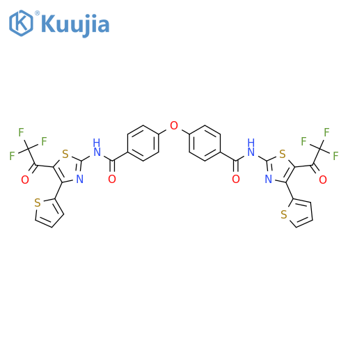 N-4-(thiophen-2-yl)-5-(2,2,2-trifluoroacetyl)-1,3-thiazol-2-yl-4-(4-{4-(thiophen-2-yl)-5-(2,2,2-trifluoroacetyl)-1,3-thiazol-2-ylcarbamoyl}phenoxy)benzamide structure