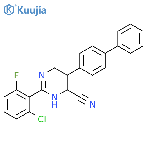 4-Pyrimidinecarbonitrile,5-[1,1'-biphenyl]-4-yl-2-(2-chloro-6-fluorophenyl)-1,4,5,6-tetrahydro- structure