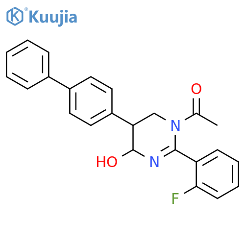 4-Pyrimidinol,1-acetyl-5-[1,1'-biphenyl]-4-yl-2-(2-fluorophenyl)-1,4,5,6-tetrahydro- structure