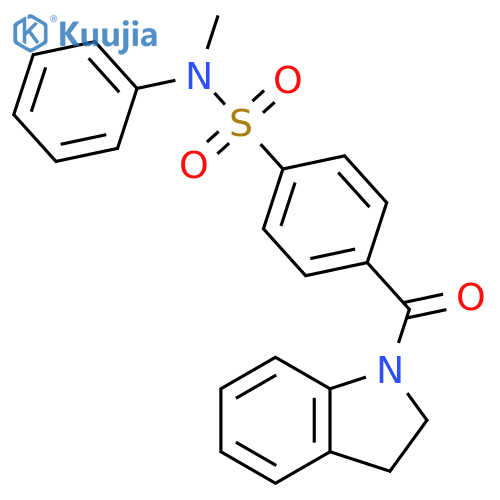 4-(2,3-dihydro-1H-indole-1-carbonyl)-N-methyl-N-phenylbenzene-1-sulfonamide structure