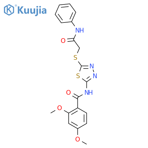 2,4-dimethoxy-N-(5-{[(phenylcarbamoyl)methyl]sulfanyl}-1,3,4-thiadiazol-2-yl)benzamide structure