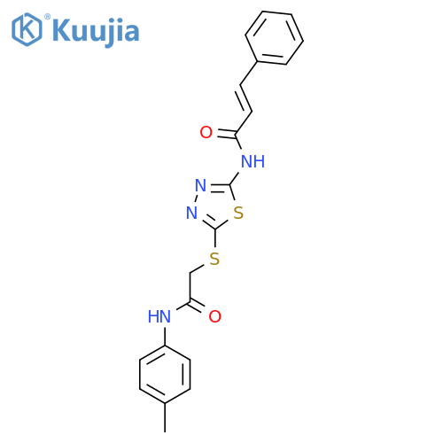(2E)-N-5-({(4-methylphenyl)carbamoylmethyl}sulfanyl)-1,3,4-thiadiazol-2-yl-3-phenylprop-2-enamide structure