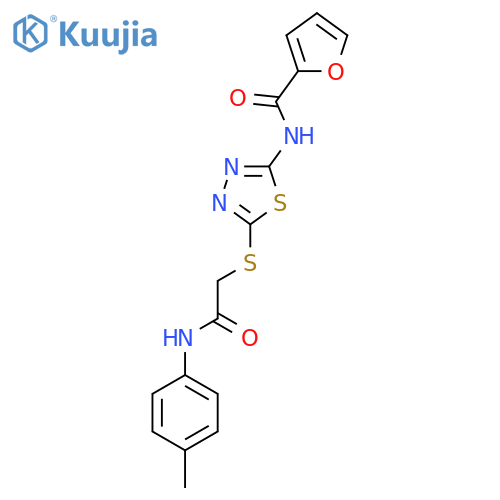 N-5-({(4-methylphenyl)carbamoylmethyl}sulfanyl)-1,3,4-thiadiazol-2-ylfuran-2-carboxamide structure