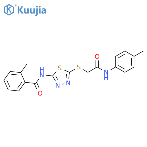 2-methyl-N-5-({(4-methylphenyl)carbamoylmethyl}sulfanyl)-1,3,4-thiadiazol-2-ylbenzamide structure