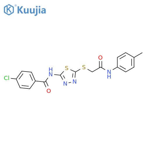 4-chloro-N-5-({(4-methylphenyl)carbamoylmethyl}sulfanyl)-1,3,4-thiadiazol-2-ylbenzamide structure