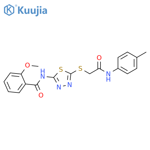 2-methoxy-N-5-({(4-methylphenyl)carbamoylmethyl}sulfanyl)-1,3,4-thiadiazol-2-ylbenzamide structure