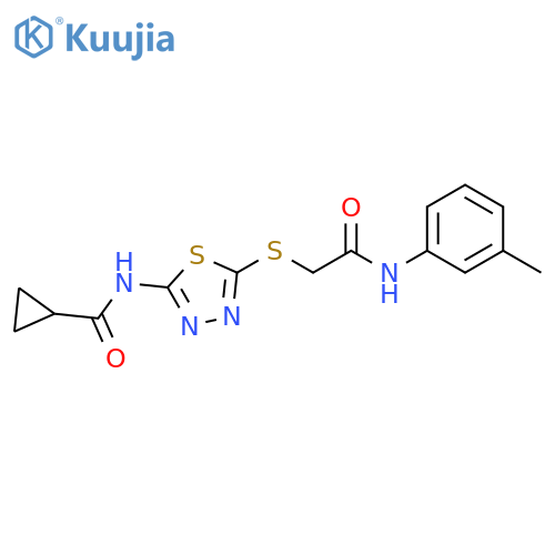 N-5-({(3-methylphenyl)carbamoylmethyl}sulfanyl)-1,3,4-thiadiazol-2-ylcyclopropanecarboxamide structure