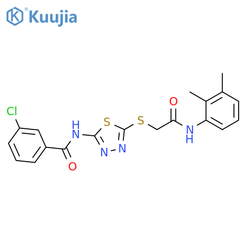 3-chloro-N-5-({(2,3-dimethylphenyl)carbamoylmethyl}sulfanyl)-1,3,4-thiadiazol-2-ylbenzamide structure