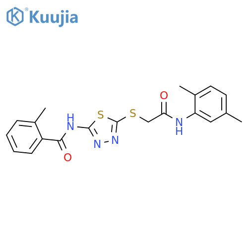 N-[5-({[(2,5-dimethylphenyl)carbamoyl]methyl}sulfanyl)-1,3,4-thiadiazol-2-yl]-2-methylbenzamide structure