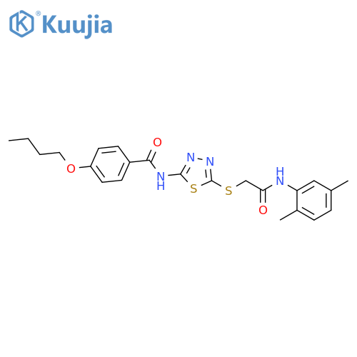 4-butoxy-N-5-({(2,5-dimethylphenyl)carbamoylmethyl}sulfanyl)-1,3,4-thiadiazol-2-ylbenzamide structure