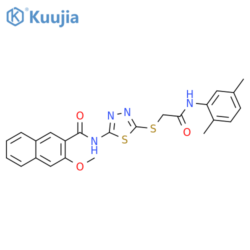 N-5-({(2,5-dimethylphenyl)carbamoylmethyl}sulfanyl)-1,3,4-thiadiazol-2-yl-3-methoxynaphthalene-2-carboxamide structure