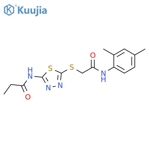 N-5-({(2,4-dimethylphenyl)carbamoylmethyl}sulfanyl)-1,3,4-thiadiazol-2-ylpropanamide structure