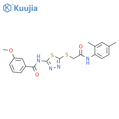N-5-({(2,4-dimethylphenyl)carbamoylmethyl}sulfanyl)-1,3,4-thiadiazol-2-yl-3-methoxybenzamide structure