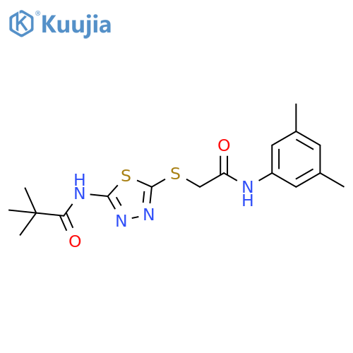 N-5-({(3,5-dimethylphenyl)carbamoylmethyl}sulfanyl)-1,3,4-thiadiazol-2-yl-2,2-dimethylpropanamide structure