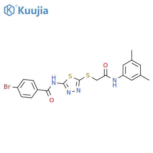 4-bromo-N-5-({(3,5-dimethylphenyl)carbamoylmethyl}sulfanyl)-1,3,4-thiadiazol-2-ylbenzamide structure