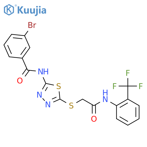 3-bromo-N-{5-({2-(trifluoromethyl)phenylcarbamoyl}methyl)sulfanyl-1,3,4-thiadiazol-2-yl}benzamide structure