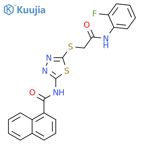 N-5-({(2-fluorophenyl)carbamoylmethyl}sulfanyl)-1,3,4-thiadiazol-2-ylnaphthalene-1-carboxamide structure