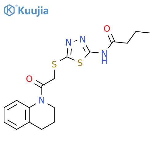 N-(5-{2-oxo-2-(1,2,3,4-tetrahydroquinolin-1-yl)ethylsulfanyl}-1,3,4-thiadiazol-2-yl)butanamide structure