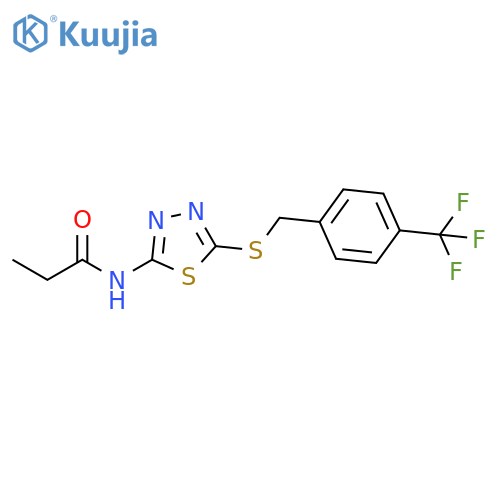 N-5-({4-(trifluoromethyl)phenylmethyl}sulfanyl)-1,3,4-thiadiazol-2-ylpropanamide structure