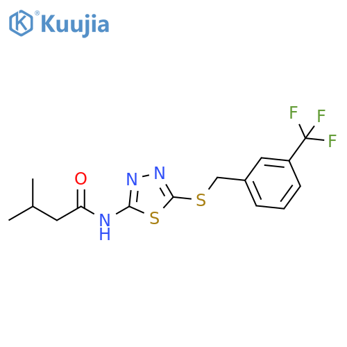3-methyl-N-5-({3-(trifluoromethyl)phenylmethyl}sulfanyl)-1,3,4-thiadiazol-2-ylbutanamide structure